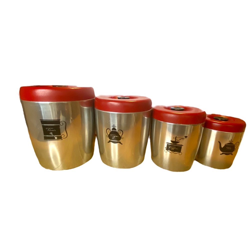 West Bend Midcentury Aluminum Chrome Atomic Retro Kitchen Kitschens Canister Set